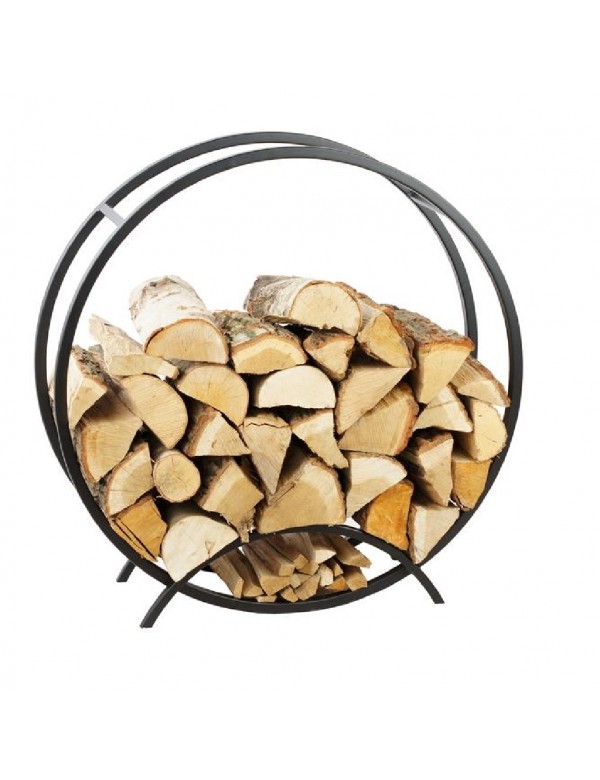 Rack à bûches rond NIRI en acier noir avec pieds Ø 80 cm