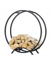 Rack à bûches rond NIRI en acier noir avec pieds Ø 80 cm