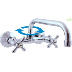 Mélangeur évier/lavabo  mural MORAVA pivotant en chrome
