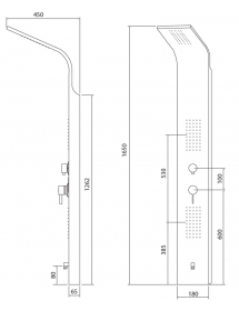 Colonne de douche hydromassante ELEA en acier inoxydable 165 cm