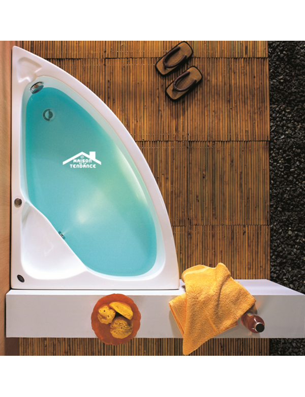 Baignoire d'angle en acrylique lucite KONCHILI 125x90x33 cm