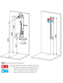 Colonne de douche hydromassante NOVELLINI REVIF PLUS 118 cm
