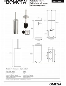 Goupillon de toilettes mural OMEGA laiton chromé 9,5x39x10,5 cm
