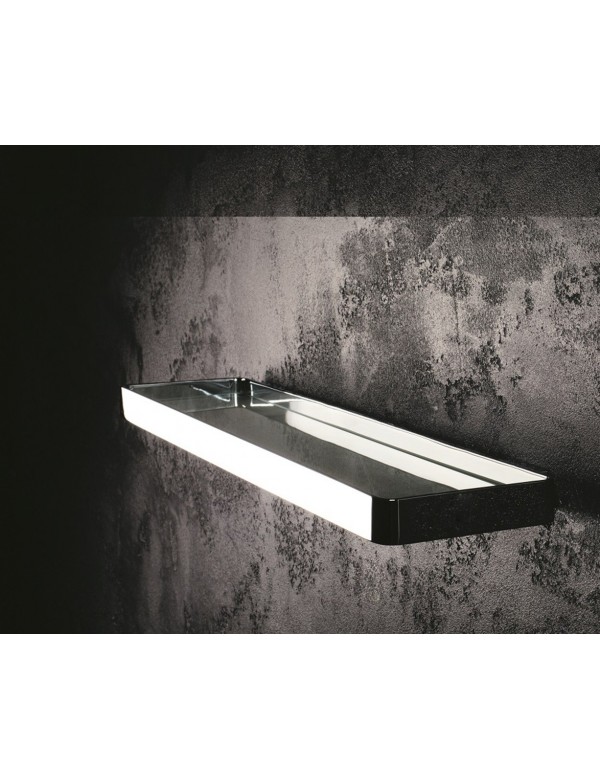 Etagère de douche murale SOLO en verre et laiton chromé 50 x2,5 x11 cm