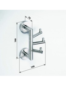 Patère triple rotative NEO en acier inoxydable 7x19x10cm
