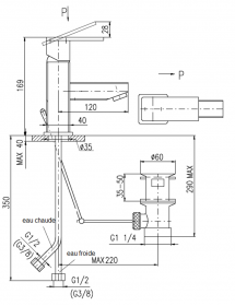 Mitigeur lavabo ROYAL avec siphon orné de pierres