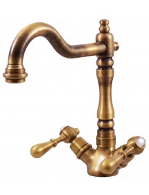 Mélangeur lavabo rétro ROMANTIQUE poignée en cristal avec siphon