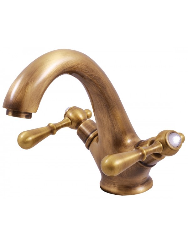 Mélangeur lavabo ROMANTIQUE poignée en cristal avec siphon Mélangeur lavabo ROMANTIQUE poignée en cristal avec siphon
