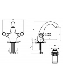 Mélangeur lavabo ROMANTIQUE poignée en cristal avec siphon