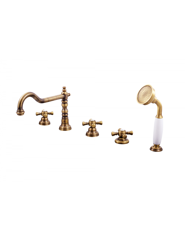 Mélangeur baignoire rétro 5 trous avec poignée en cristal CLASSIC Mélangeur baignoire rétro 5 trous avec poignée en cristal CLASSIC
