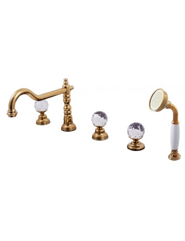 Miscelatore vasca retrò a 5 fori BRILLIANCE in cristallo