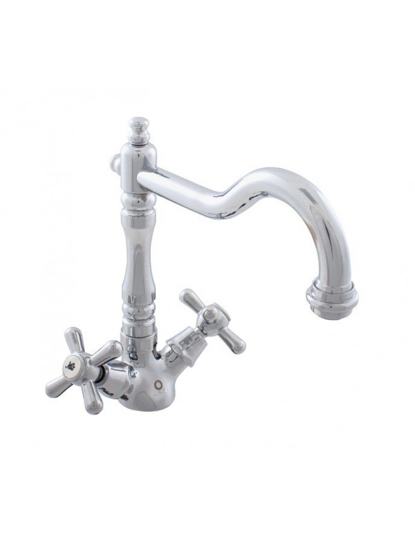 Mélangeur lavabo MORAVA RETRO pivotant en laiton chromé