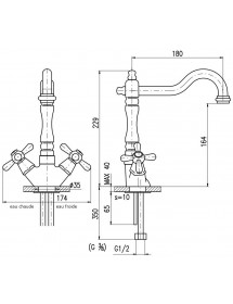 Mélangeur lavabo MORAVA RETRO pivotant en laiton chromé