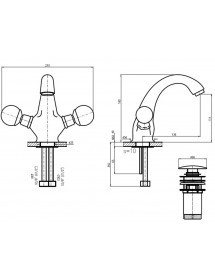 Mélangeur lavabo design BRILLANCE laiton doré et poignée en cristal