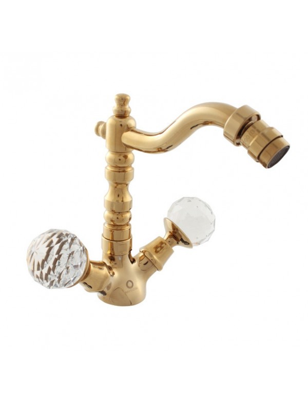 Mélangeur bidet design BRILLANCEen laiton doré et poignée en cristal