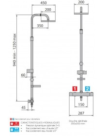 Colonne de douche thermostatique NOVELLINI EASY2 125 cm en chrome
