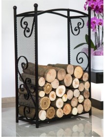 Porte bûches rectangulaire en acier noir "CHERRY" 90x60x25 cm