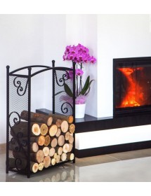 Porte bûches rectangulaire en acier noir "CHERRY" 90x60x25 cm