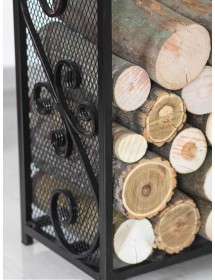 Porte bûches rectangulaire en acier noir "CHERRY" 90x60x25 cm