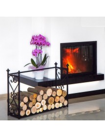 Porte bûches rectangulaire en acier noir "ALDI" 60x90x25 cm