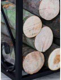 Porte bûches rectangulaire en acier noir "ALDI" 60x90x25 cm