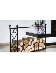 Porte bûches rectangulaire en acier noir "ALDI" 60x90x25 cm