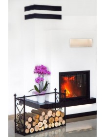 Porte bûches rectangulaire en acier noir "ALDI" 60x90x25 cm