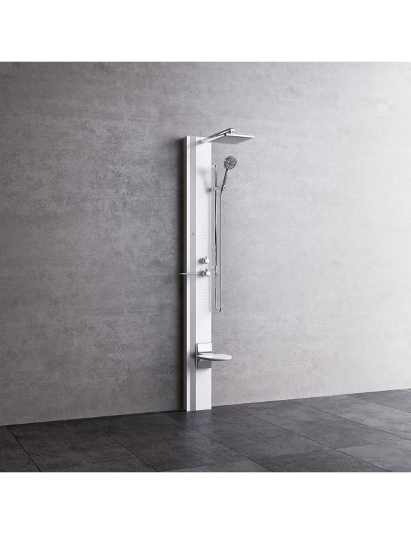 Colonne de douche hydromassante avec LED NOVELLINI LINE 1 blanc 215 cm