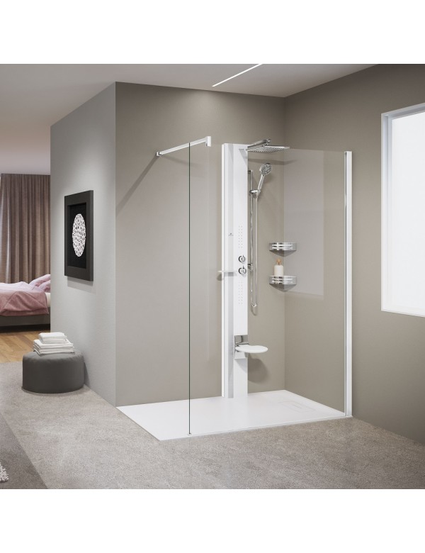 Colonne de douche hydromassage avec LED NOVELLINI LINE 1 blanc 215 cm