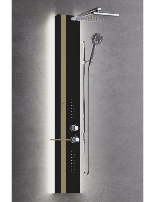 Colonne de douche hydromassante avec LED NOVELLINI LINE 2 noir 150cm