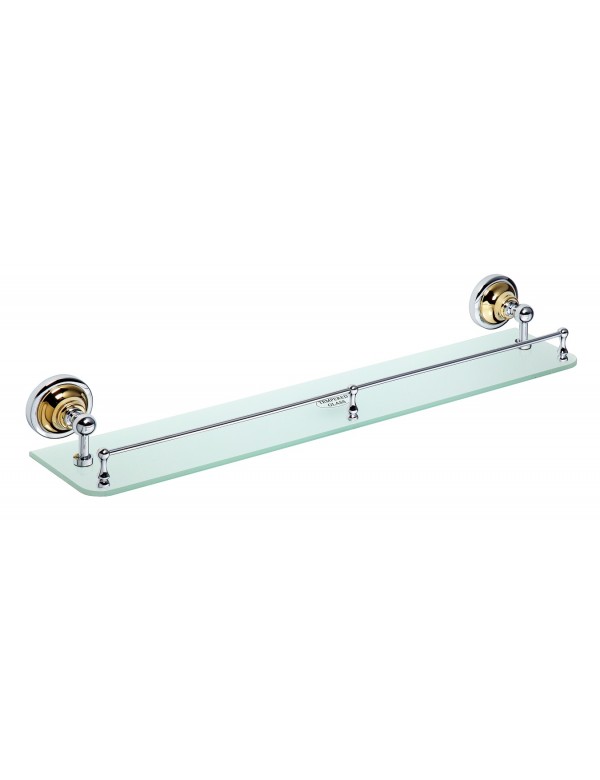 Tablette de douche murale en verre avec rail RETRO chromé doré 60 x8,7 x12 cm Tablette de douche murale en verre avec rail RETRO chromé doré 60 x8,7 x12 cm
