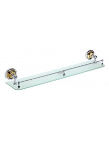 Tablette de douche murale en verre avec rail RETRO chromé doré 60 x8,7 x12 cm