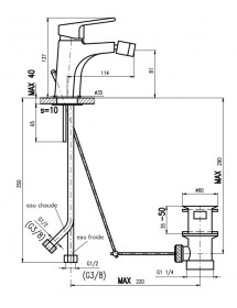 Mitigeur bidet COLORADO en laiton doré avec siphon