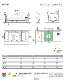 Baignoire rectangulaire NOVELLINI DIVINA avec appui-tête 160x70 cm