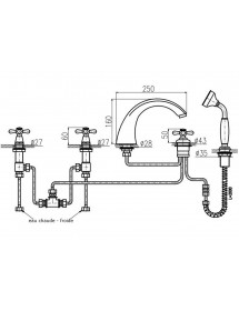 Mélangeur baignoire 5 trous MORAVA RETRO laiton bronze