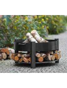 Brasero de jardin SOLAFA avec range bois en acier