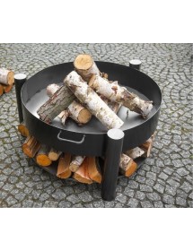 Brasero de jardin SOLAFA avec range bois en acier