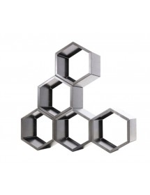 Range bûches hexagonal modulable HARENA en acier naturel