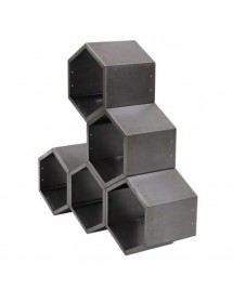 Range bûches hexagonal modulable HARENA en acier noir