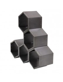 Range bûches hexagonal modulable HARENA en acier naturel