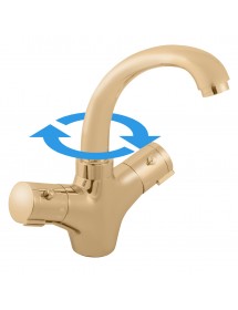 Mitigeur lavabo thermostatique en laiton doré
