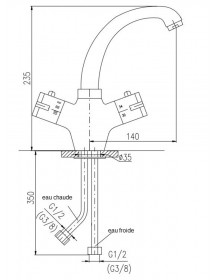 Mitigeur lavabo thermostatique en laiton doré