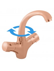 Mitigeur lavabo thermostatique en laiton rose gold poli