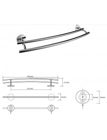 Porte-serviettes mural double ALFA en zinc 62cm
