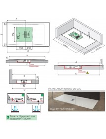 Receveur de douche ultraplat recoupable NOVELLINI CUSTOM gris 120x100 cm H 3,5 cm
