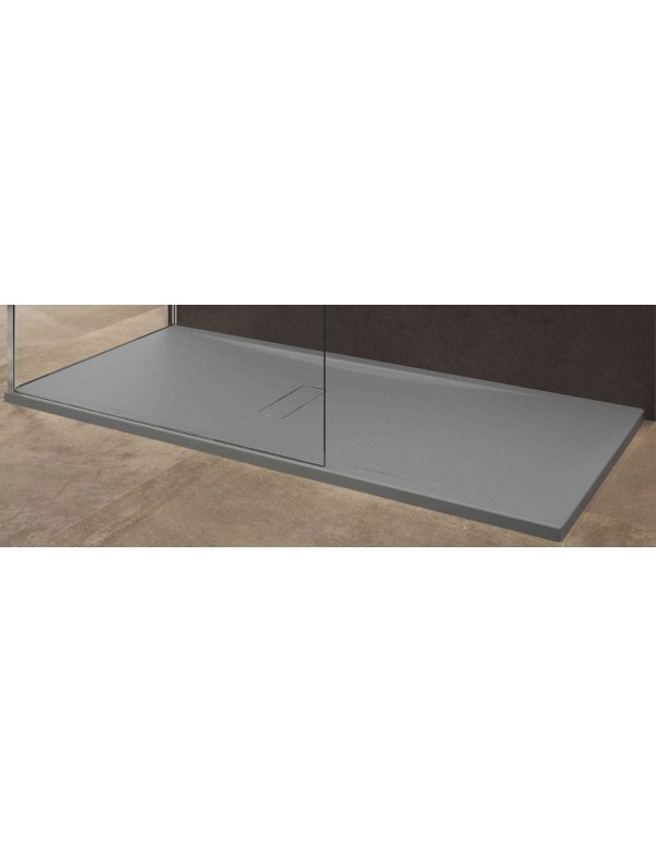 Receveur de douche ultraplat recoupable NOVELLINI CUSTOM gris 140x80 cm H 3,5 cm