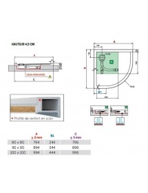 Receveur de douche ¼ de cercle NOVELLINI VICTORY 80x80