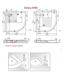 Receveur de douche ¼ de cercle NOVELLINI VICTORY gris 100x100 cm H 4,5cm
