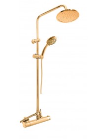 Colonne de douche murale thermostatique laiton doré