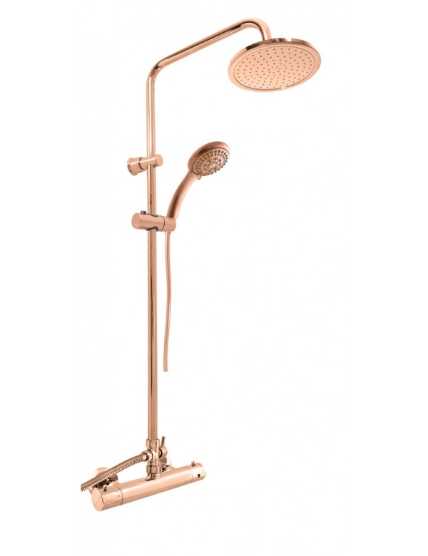 Colonne de douche murale thermostatique laiton rose gold poli
